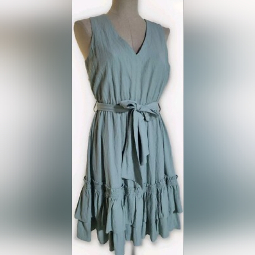 Cottagecore Fairy Grunge Boho Feminine Green Mini ruffle hem by Calvin Klein